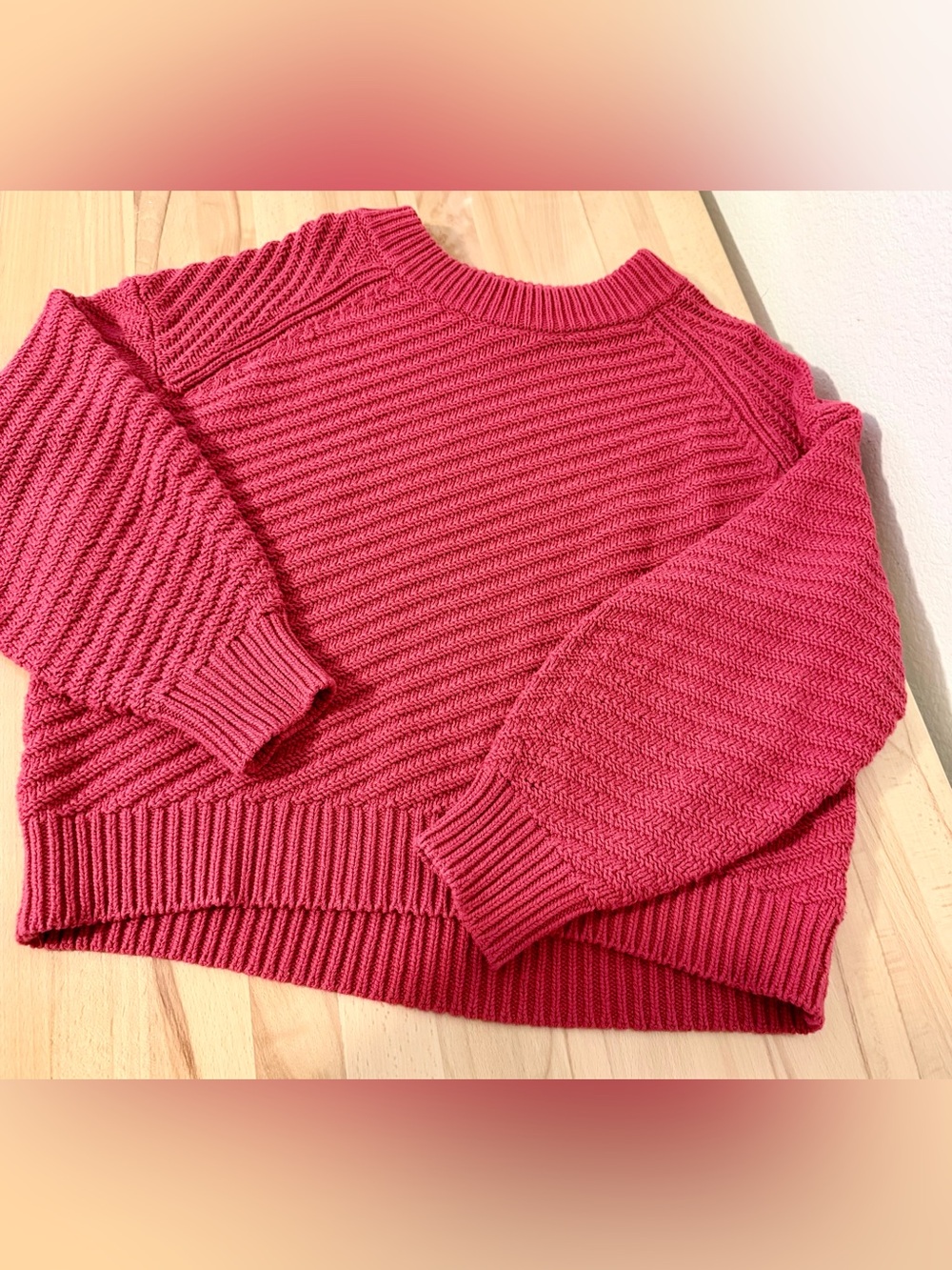 Universal Thread Red Ribbed Crewneck Sweater - Picture 3 of 4